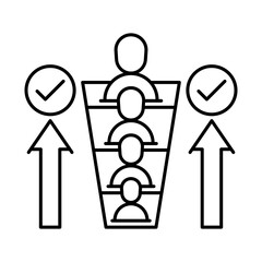Escalations Icon: Vector Line Icon for Issue Resolution Concepts. Escalation icon, issue management icon, support hierarchy icon, problem resolution icon, and service workflow icon