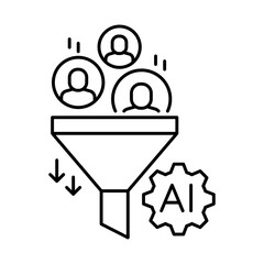 Sales Funnel Icon: Vector Line Icon for Sales Process Concepts. Sales funnel icon, conversion process icon, customer journey icon, lead nurturing icon, and revenue growth icon.