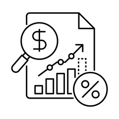Sales Forecasting Icon: Vector Line Icon for Business Prediction Concepts. Sales forecasting icon, revenue prediction icon, sales trends icon, financial planning icon, and growth analysis icon.