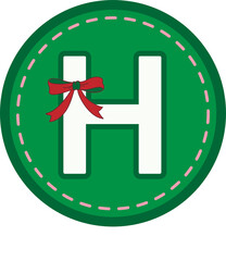Christmas green round tag with capital letters