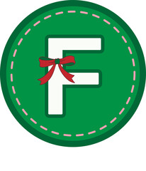 Christmas green round tag with capital letters