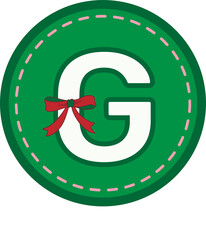 Christmas green round tag with capital letters