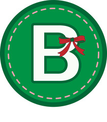 Christmas green round tag with capital letters