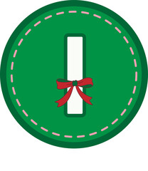 Christmas green round tag with capital letters