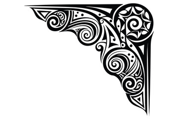 corner ornament design maori style line art silhouette vector illustration