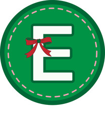 Christmas green round tag with capital letters