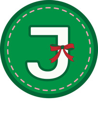 Christmas green round tag with capital letters