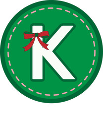 Christmas green round tag with capital letters