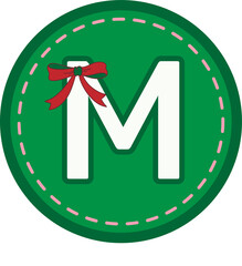 Christmas green round tag with capital letters