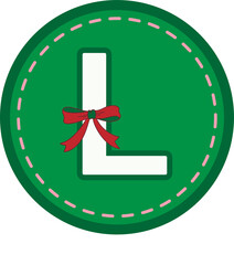 Christmas green round tag with capital letters