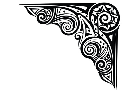 corner ornament design maori style line art silhouette vector illustration