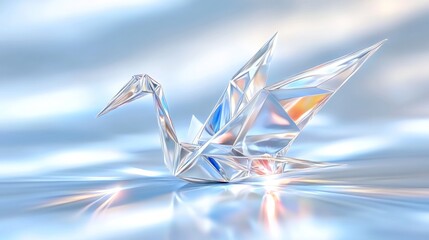 Crystal Origami Crane: Serenity and Elegance in Glass