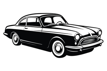 Obraz premium classic car line art silhouette vector illustration