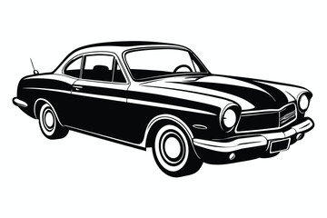 Fototapeta premium classic car line art silhouette vector illustration