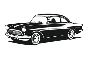 classic car line art silhouette vector illustration