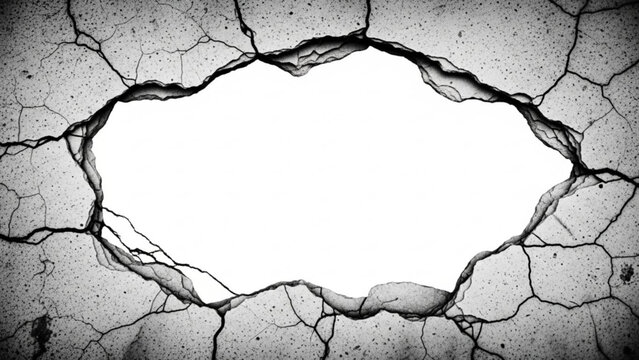 Cracked earth surface with a large hole in the center