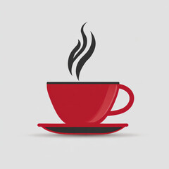 Red Coffee Cup Flat Vector Icon
