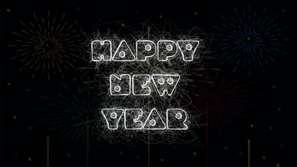 happy new year scribble typography vector design