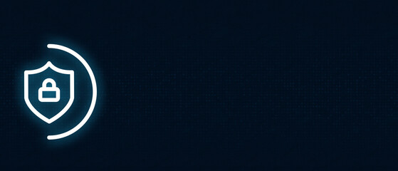 Cybersecurity and Data Protection Shield with Lock Icon