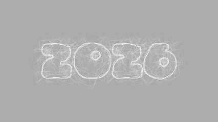 2026 happy new year scribble typography vector design