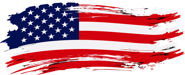USA flag, watercolor brush pattern, generative AI