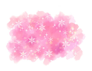 Soft Watercolor Winter Background with Snowflakes and Sparkles
