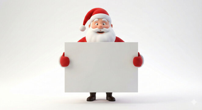 santa claus with blank sign - Powered by Adobe