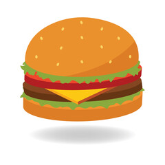 Delicious burger icon vector. Hamburger icon. Fast food concept. vector isolated hamburger. Burger icon draw vector illustration.