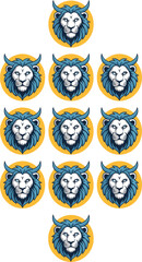 Fototapeta premium Powerful majestic lion head logo design with detailed mane and fierce expression, lion emblem icon for wildlife conservation sports team branding luxury fashion or casino marketing modern style vector