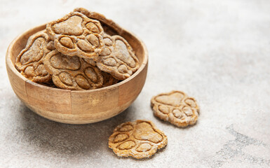 Homemade dog treats in paw print shape