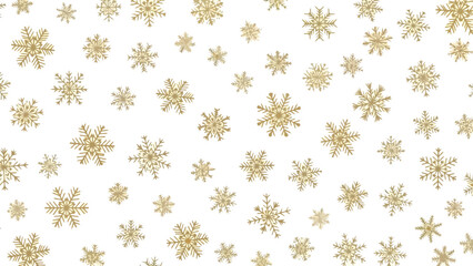 Festive Golden Snowflakes Seamless Pattern on White Background for Holidays