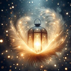 christmas background with lattern and snowflakes