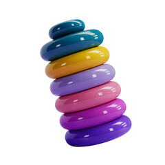 Colorful stacking rings toy isolated on transparent background