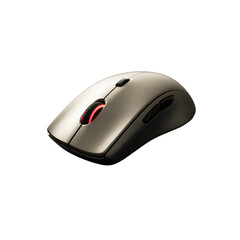 Sleek gaming computer mouse with red led light isolated on transparent background