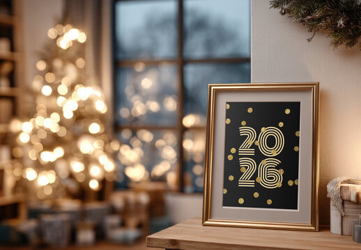 Festive New Year Celebration Card Mockup PSD