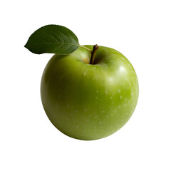 Fresh green apple with leaf isolated on transparent background