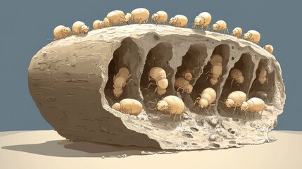 Insect colony in rock formation