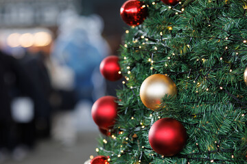 Detail of decorated christmas tree
