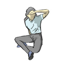 woman covering face by hand to protect face from sunshine illustration vector sketch with black lines