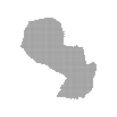 dotted halftone black silhouette of paraguay map isolated. paraguay country map for travel and presentation. paraguay halftones map vector illustration.  world maps circle. global map.