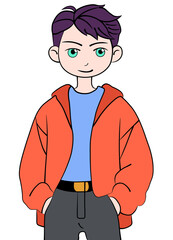 cartoon illustration of a young man
