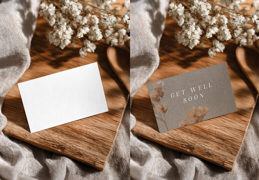 Elegant Floral Greeting Card Mockup PSD