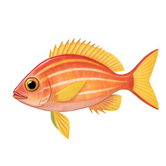 Obraz premium Watercolor Orange striped fish with yellow fins isolated on a transparent background