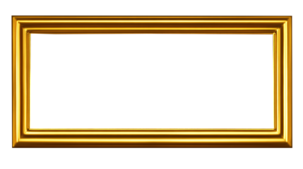 This horizontal rectangular picture frame features a luxurious golden ornate outer border and a clean white inner matting perfect for displaying artwork or photos