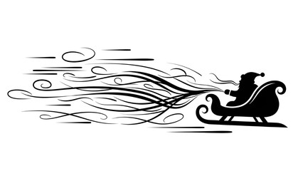 Santa Claus sleigh illustration in motion, representing Christmas night delivery and winter magic, perfect for festive scenes and cards.