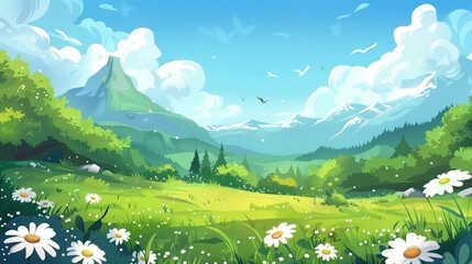Anime Valley Flower Sea Healing Department Natural Landscape Illustration