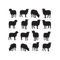 Sheep Silhouettes Collection,Sheep Silhouettes,Vector Sheep Silhouettes,Farm Sheep Silhouettes,sheep vector