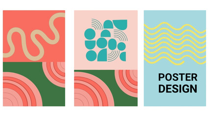 Obraz premium Abstract Geometric Shapes and Patterns on Colorful Posters - Modern Design