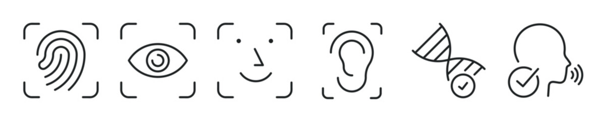 Access Recognize thin line icon set. Web minimal editable stroke icons