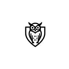 Obraz premium Shield emblem with owl icon vector illustration symbolizing defense strength bravery and protective spirit